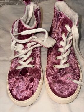 Cat & Jack Plush Velvet High-Top Sneakers in Mauve Pink